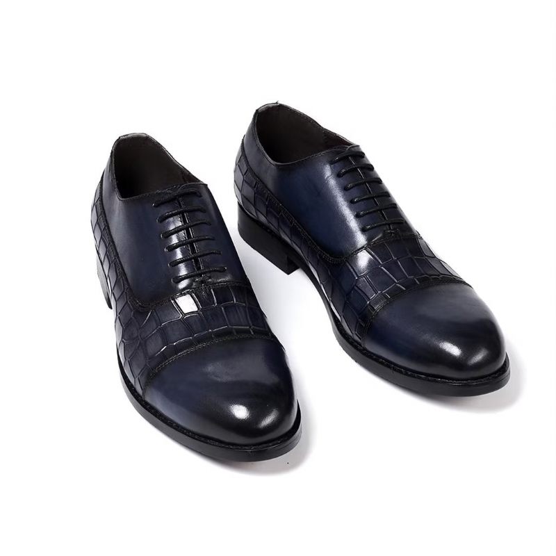 Sapatos Formais Masculinos Com Enchimento Couro Executivo -  Azul