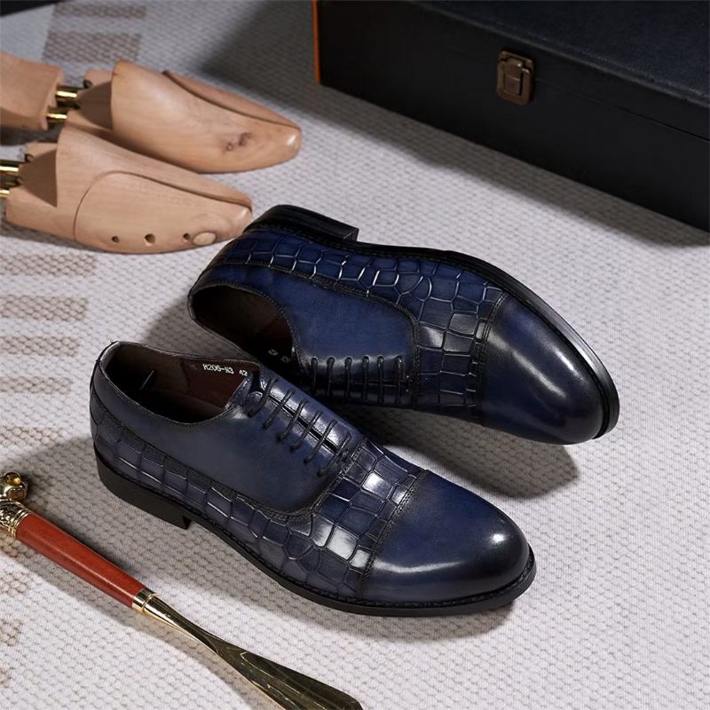 Sapatos Formais Masculinos Com Enchimento Couro Executivo -  Azul