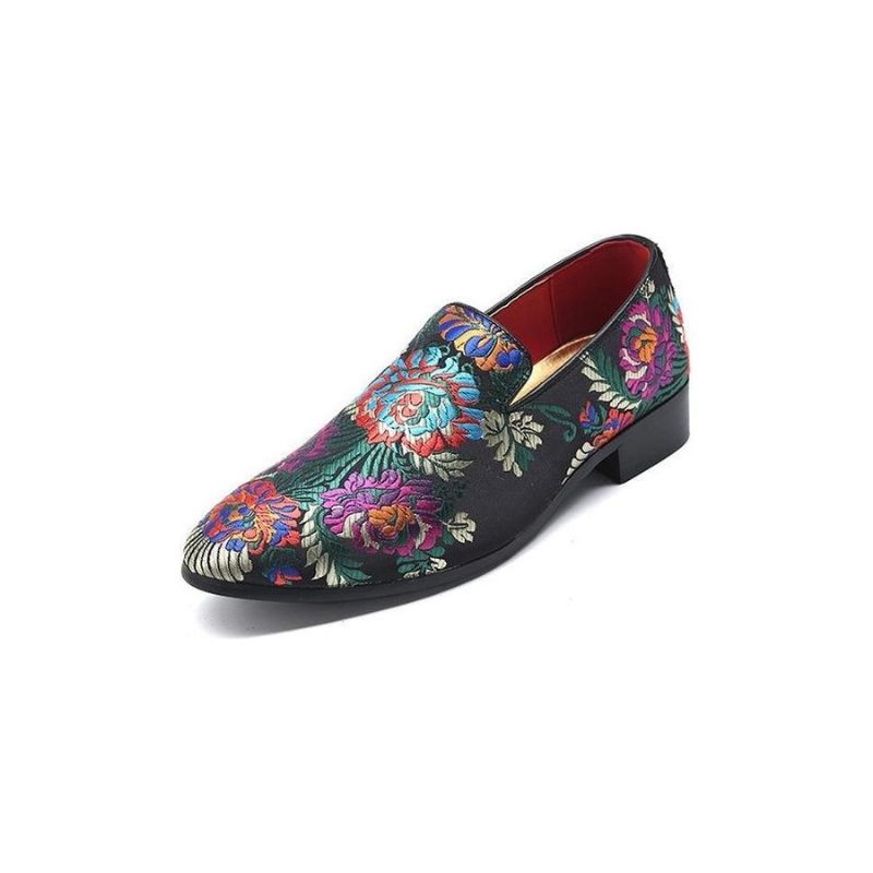 Sapatos Formais Masculinos Com Estampa Floral Exótica E Deslizamento Em Sociais - Multicolorido 2