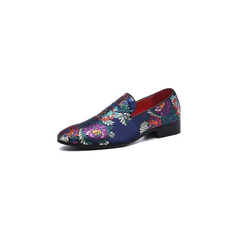 Sapatos Formais Masculinos Com Estampa Floral Exótica E Deslizamento Em Sociais - Multicolorido 3