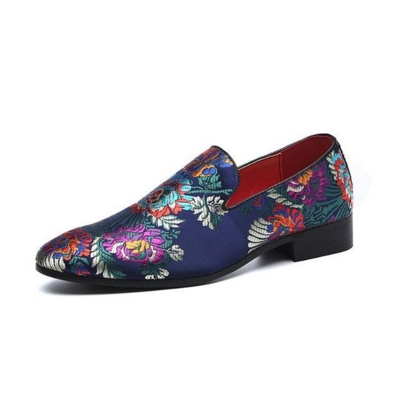 Sapatos Formais Masculinos Com Estampa Floral Exótica E Deslizamento Em Sociais - Multicolorido 3