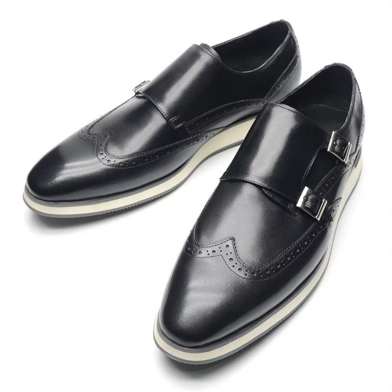 Sapatos Formais Masculinos Com Fivela Clássica E Elegância - Preto