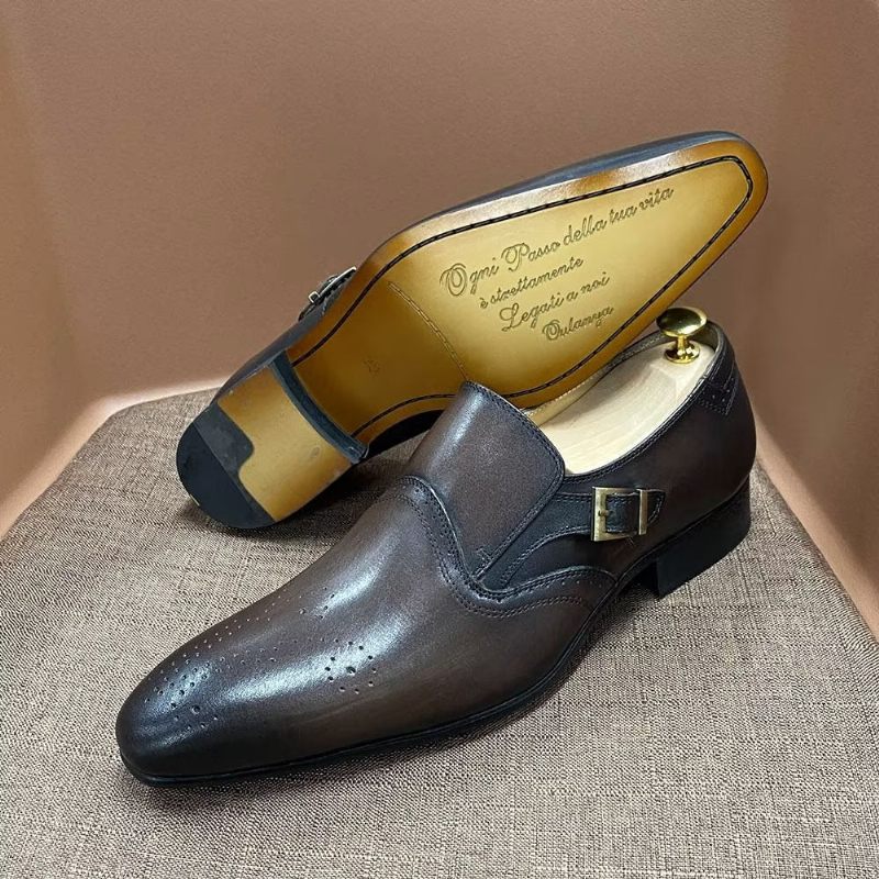 Sapatos Formais Masculinos Com Fivela Monkstrap - Café