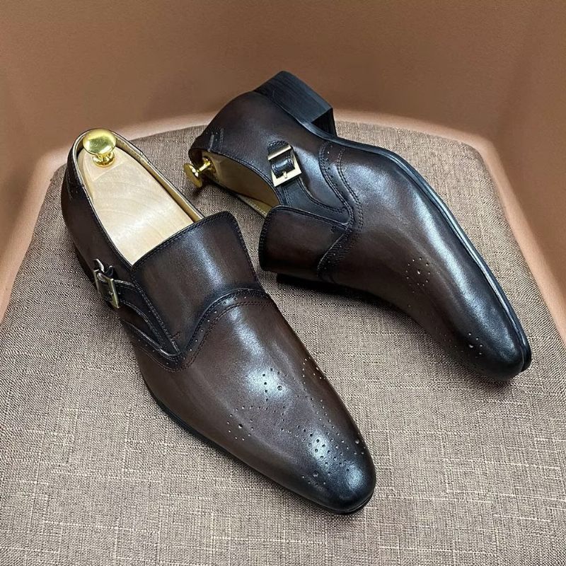 Sapatos Formais Masculinos Com Fivela Monkstrap - Café