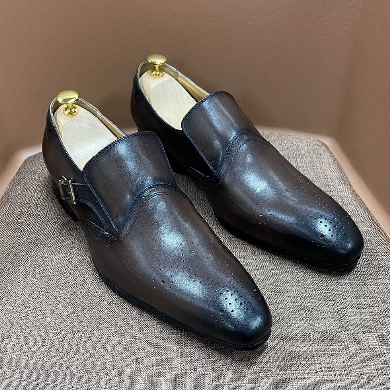 Sapatos Formais Masculinos Com Fivela Monkstrap - Café