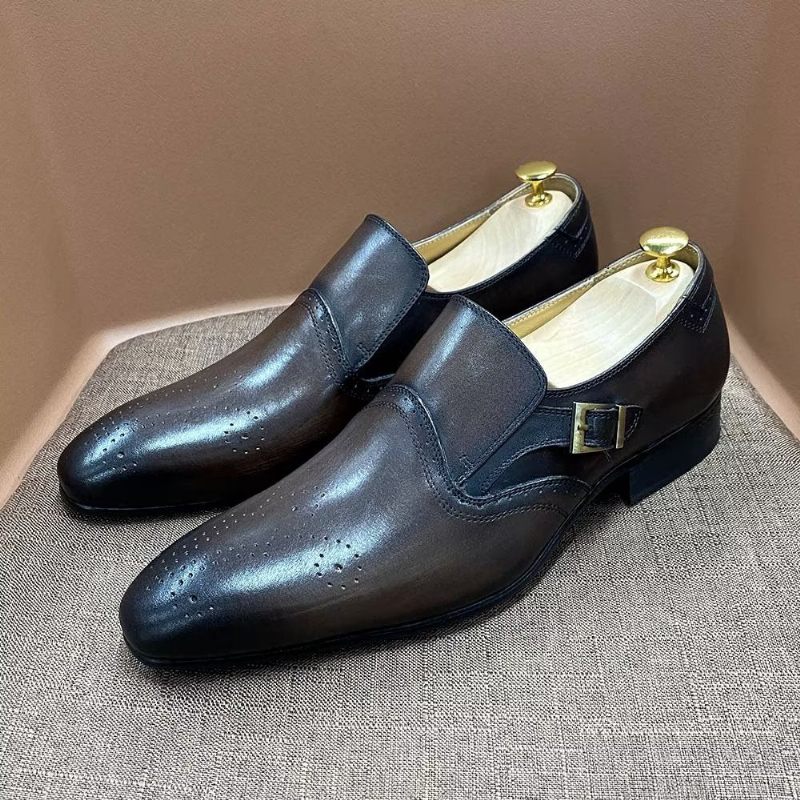 Sapatos Formais Masculinos Com Fivela Monkstrap - Café