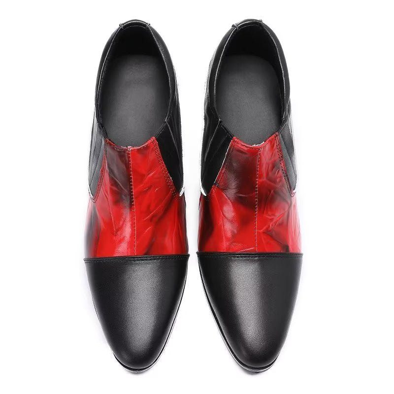 Sapatos Formais Masculinos Com Padrão Couro Genuíno Deslizamento Em Sociais - Vermelho