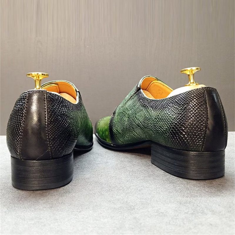 Sapatos Formais Masculinos Com Padrão Crocodilo Genuíno E Sofisticados Slip-ons - Verde