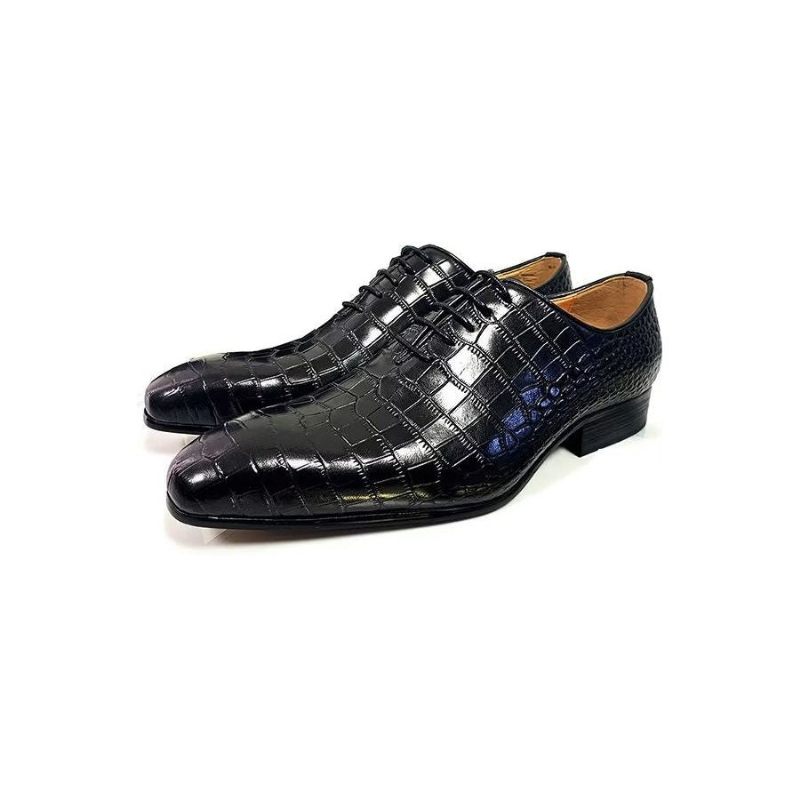 Sapatos Formais Masculinos Com Padrão Crocodilo Genuíno Sociais Outono - Preto