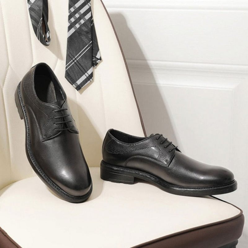 Sapatos Formais Masculinos Com Padrão Exótico Brogue Cordões - Preto