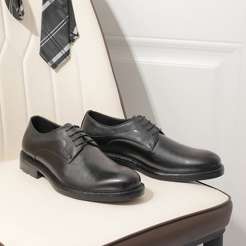 Sapatos Formais Masculinos Com Padrão Exótico Brogue Cordões - Preto