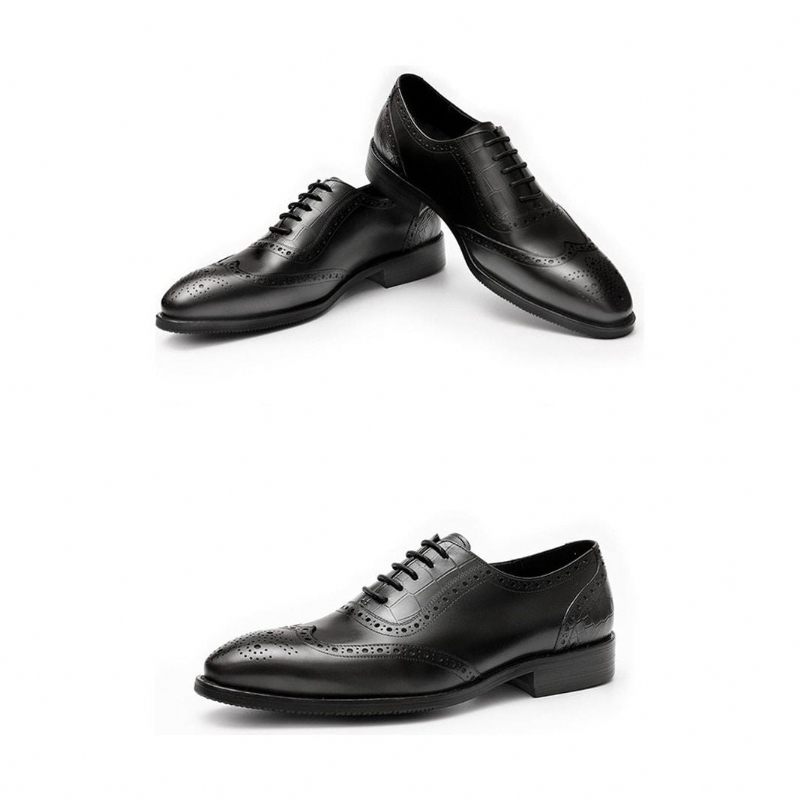 Sapatos Formais Masculinos Com Padrão Exótico Em Renda Brogue - Preto