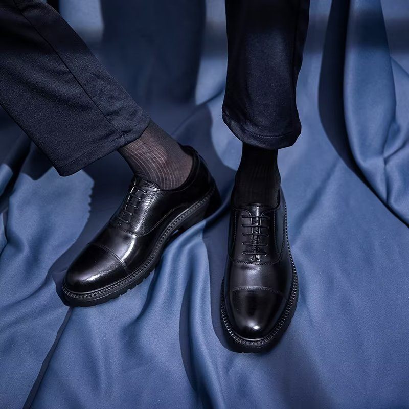 Sapatos Formais Masculinos Com Padrão Exótico Oxford - Preto