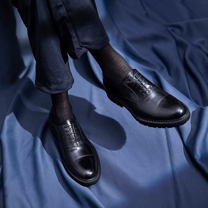 Sapatos Formais Masculinos Com Padrão Exótico Oxford - Preto