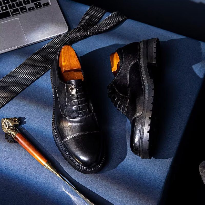 Sapatos Formais Masculinos Com Padrão Exótico Oxford - Preto