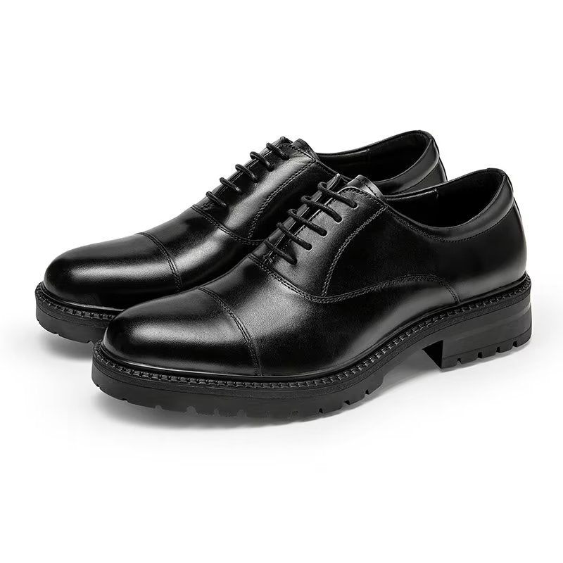 Sapatos Formais Masculinos Com Padrão Exótico Oxford - Preto