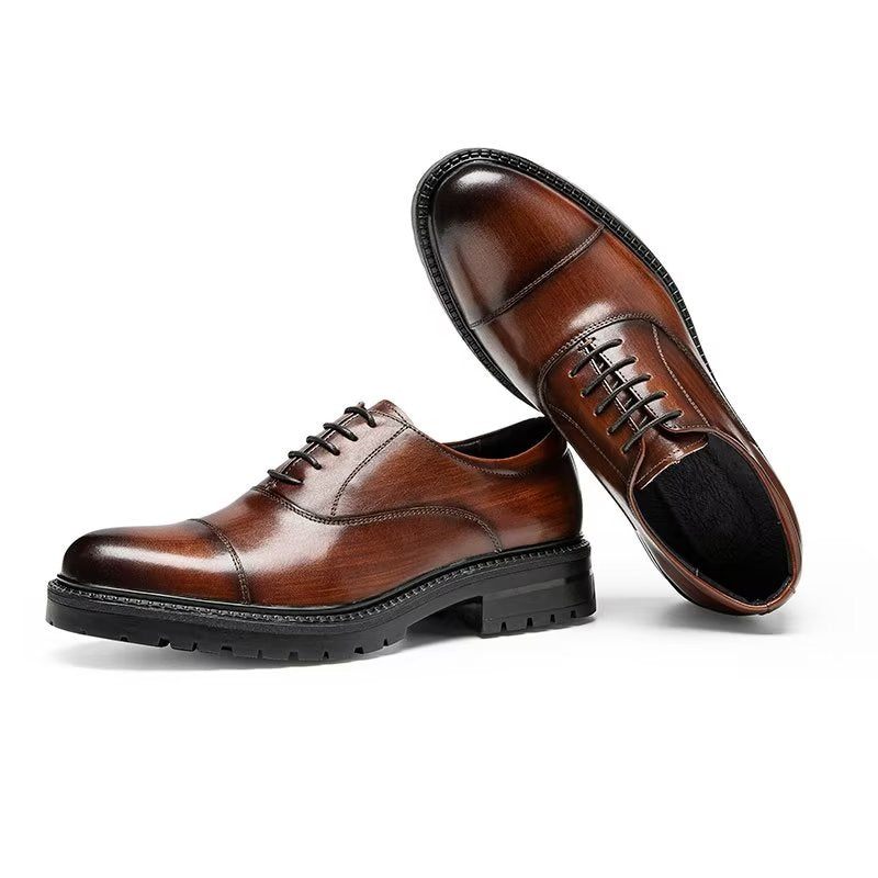 Sapatos Formais Masculinos Com Padrão Exótico Oxford - Marrom