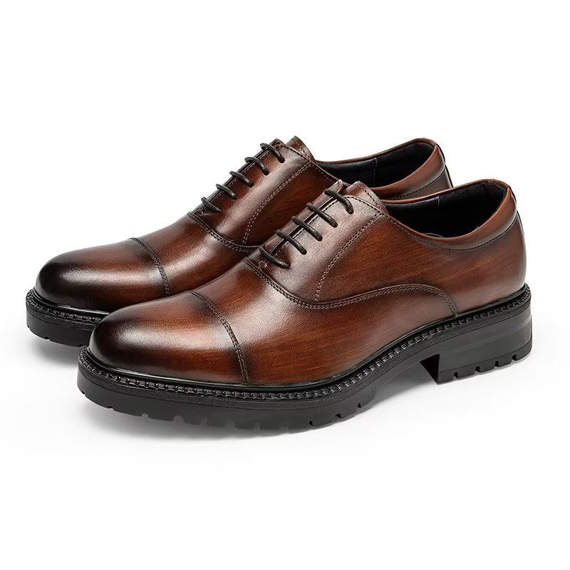 Sapatos Formais Masculinos Com Padrão Exótico Oxford - Marrom