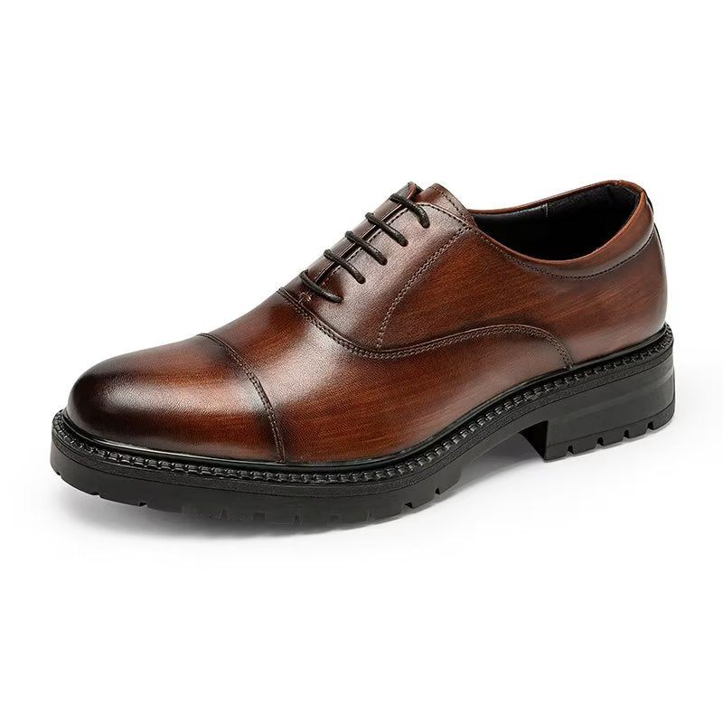 Sapatos Formais Masculinos Com Padrão Exótico Oxford - Café