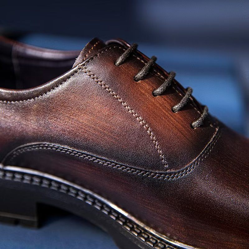 Sapatos Formais Masculinos Com Padrão Exótico Oxford - Café