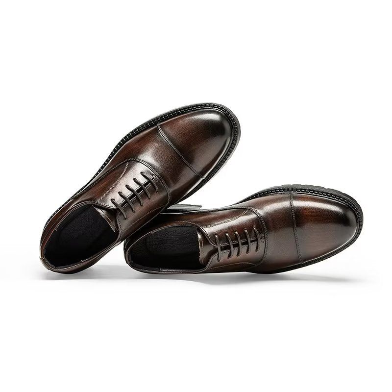 Sapatos Formais Masculinos Com Padrão Exótico Oxford - Café