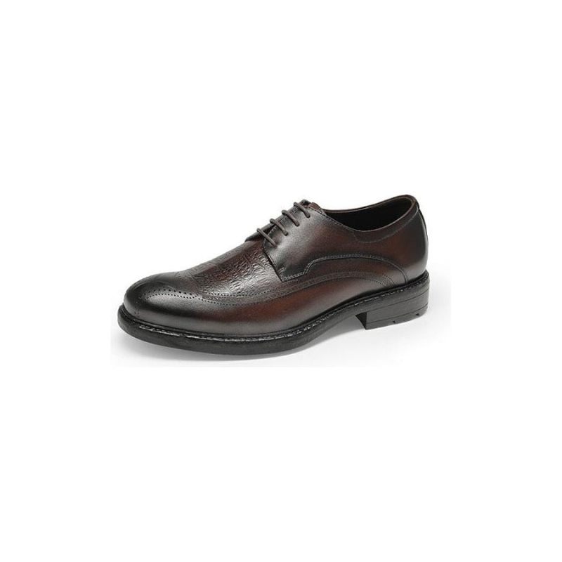 Sapatos Formais Masculinos Com Padrão Exótico Oxford Cordões - Café