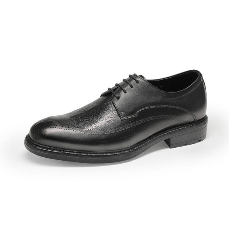 Sapatos Formais Masculinos Com Padrão Exótico Oxford Cordões - Preto