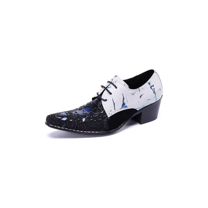 Sapatos Formais Masculinos Com Padrão Exótico Smart Derby - Azul