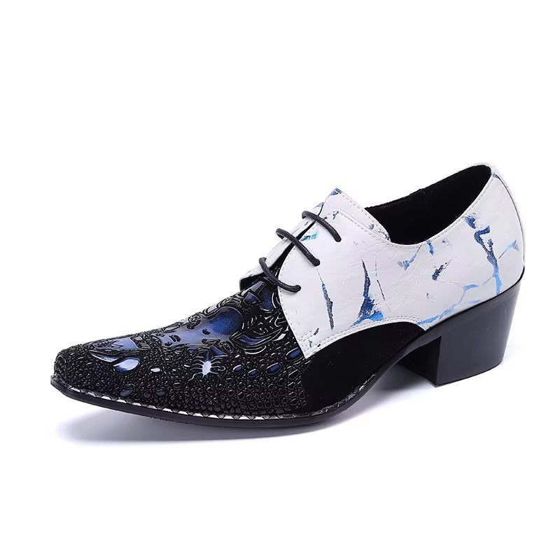 Sapatos Formais Masculinos Com Padrão Exótico Smart Derby - Azul