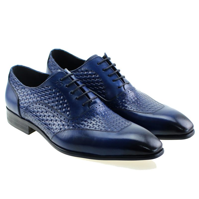 Sapatos Formais Masculinos Com Padrão Exótico Sociais Oxford - Azul