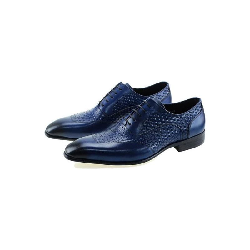 Sapatos Formais Masculinos Com Padrão Exótico Sociais Oxford - Azul