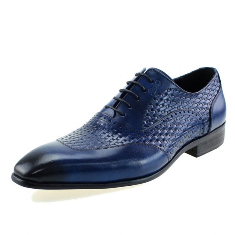 Sapatos Formais Masculinos Com Padrão Exótico Sociais Oxford - Azul