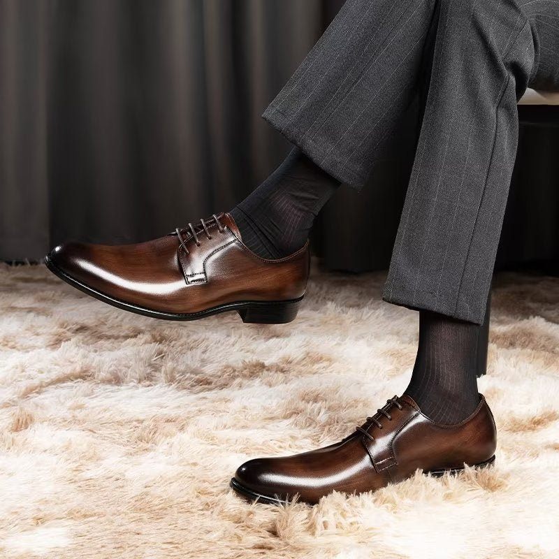 Sapatos Formais Masculinos Com Padrão Requintado - Café