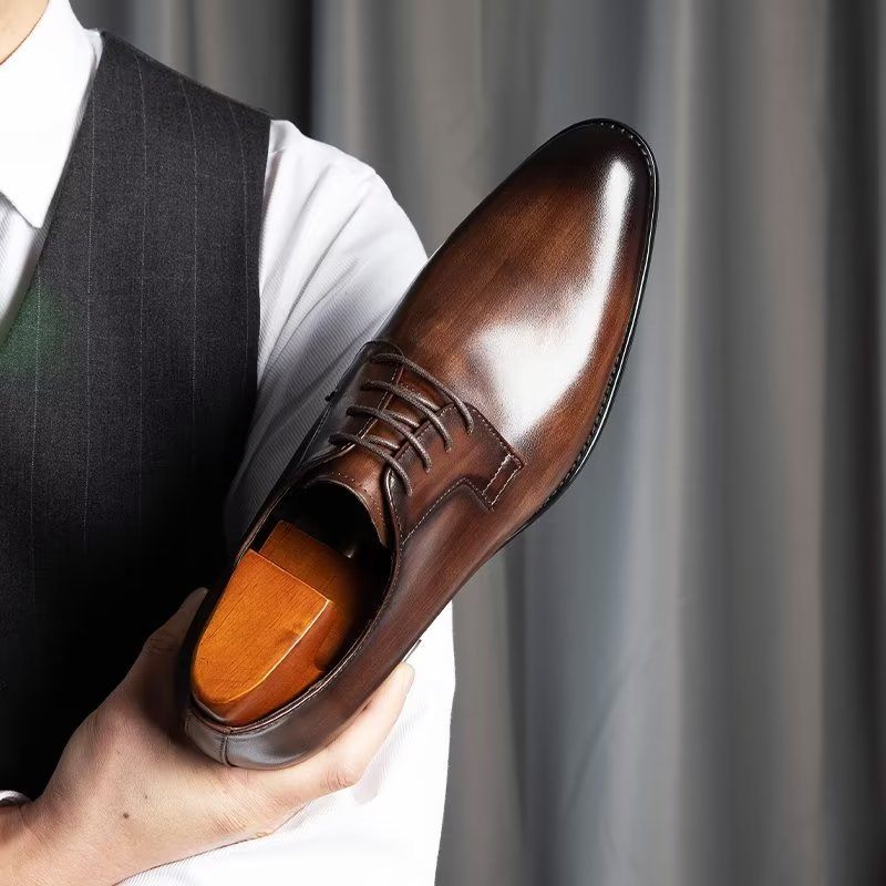 Sapatos Formais Masculinos Com Padrão Requintado - Café