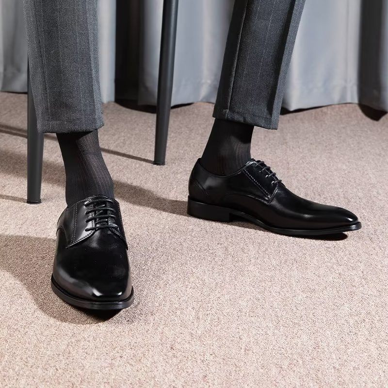 Sapatos Formais Masculinos Com Padrão Requintado Derbies - Preto