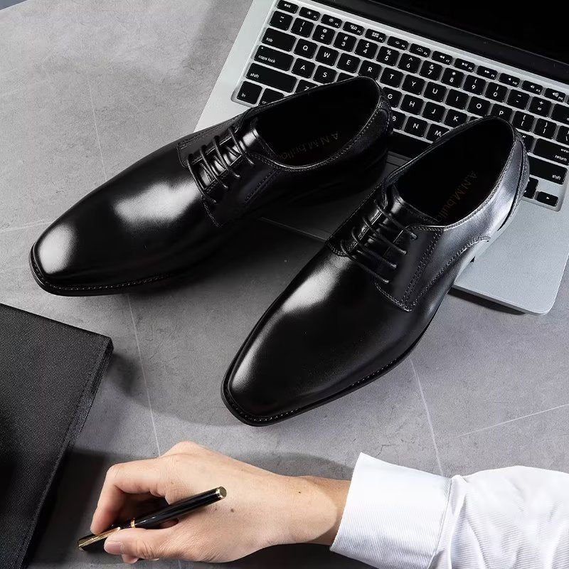 Sapatos Formais Masculinos Com Padrão Requintado Derbies - Preto