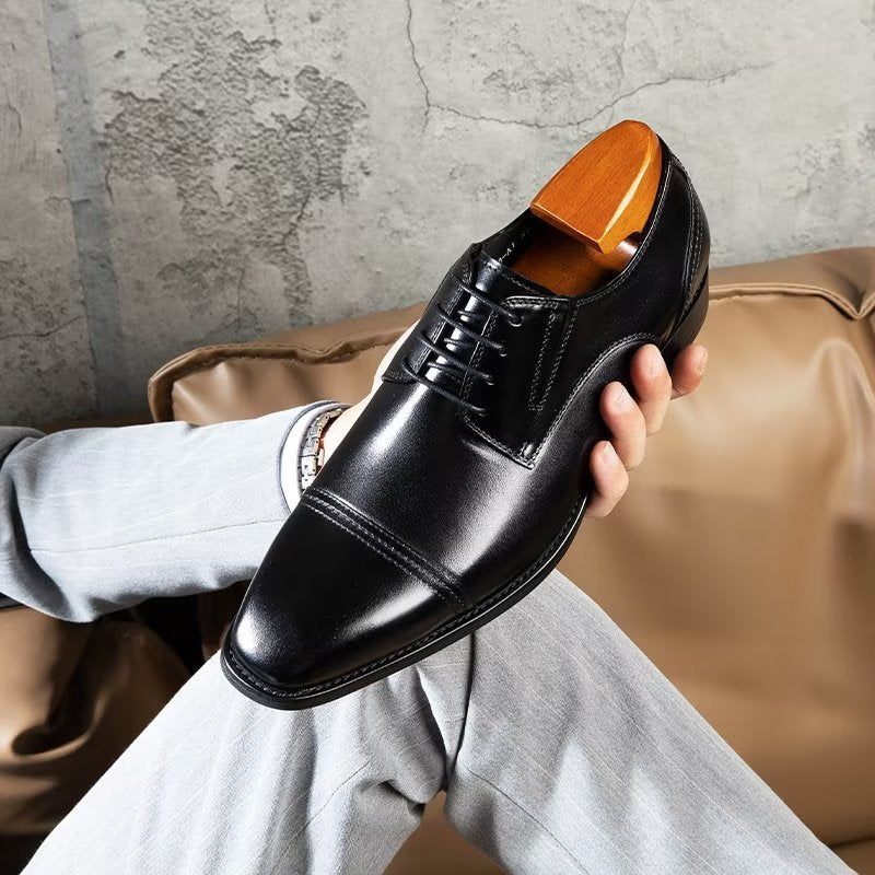 Sapatos Formais Masculinos Com Padrão Requintado Derby - Preto