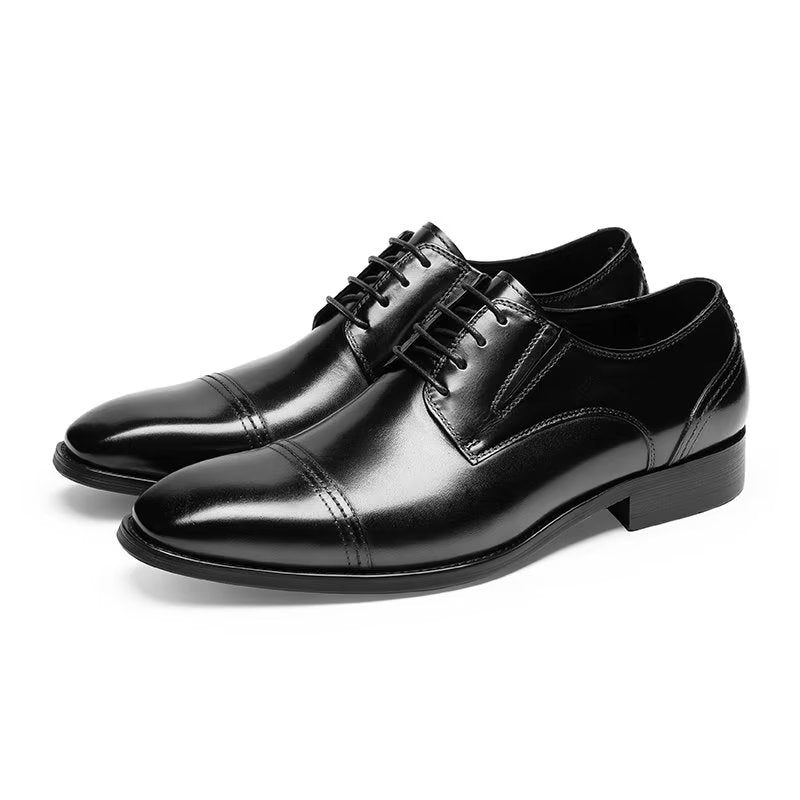 Sapatos Formais Masculinos Com Padrão Requintado Derby - Preto