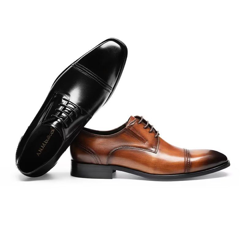 Sapatos Formais Masculinos Com Padrão Requintado Derby - Preto