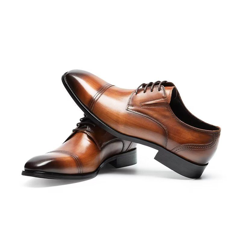 Sapatos Formais Masculinos Com Padrão Requintado Derby - Café