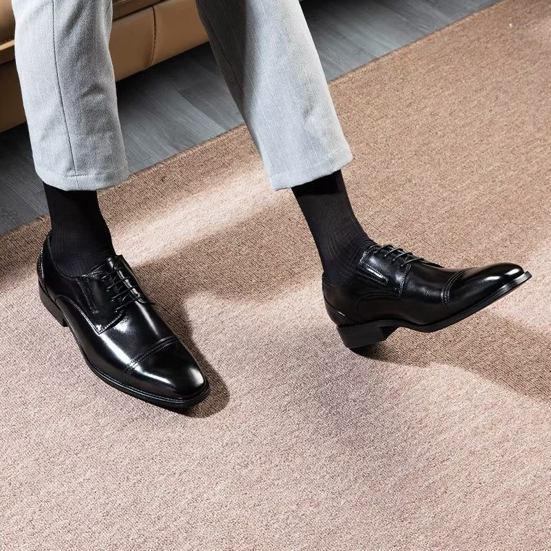 Sapatos Formais Masculinos Com Padrão Requintado Derby - Preto