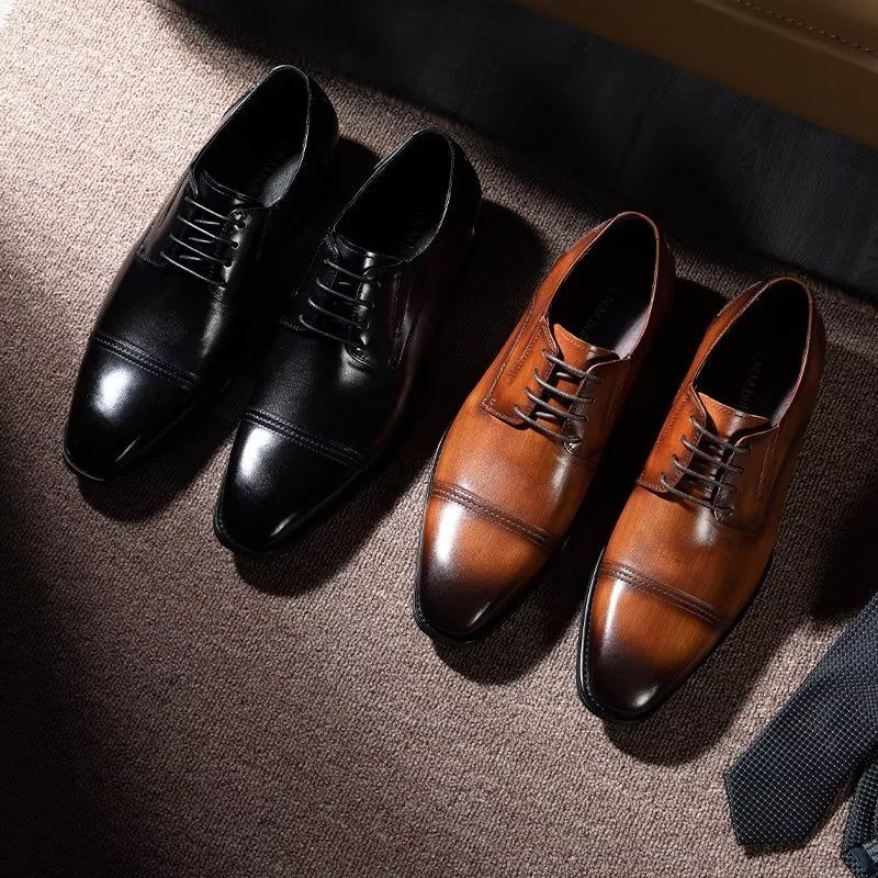 Sapatos Formais Masculinos Com Padrão Requintado Derby - Preto