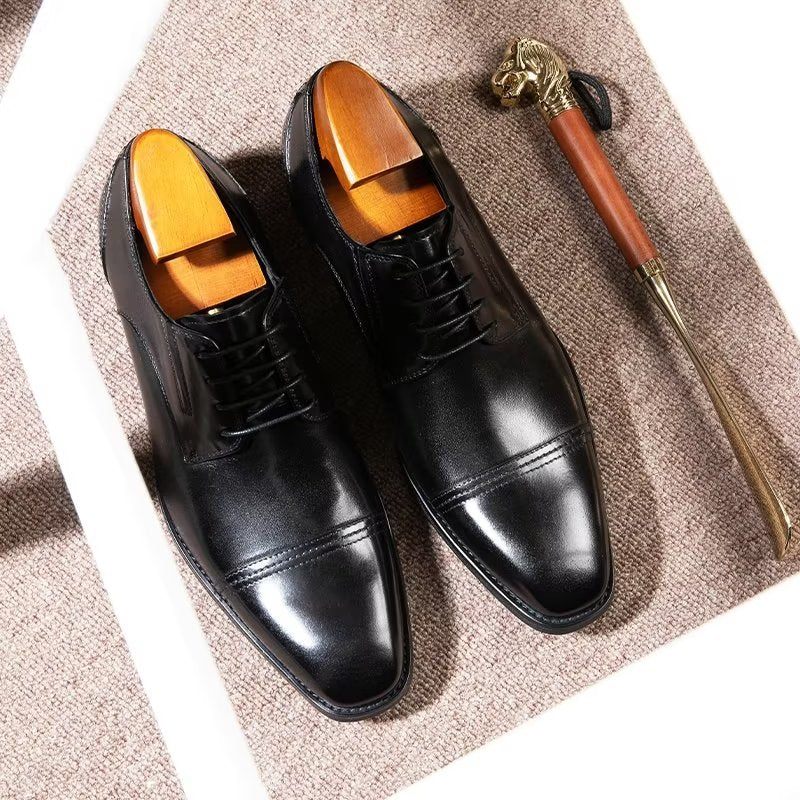 Sapatos Formais Masculinos Com Padrão Requintado Derby - Preto