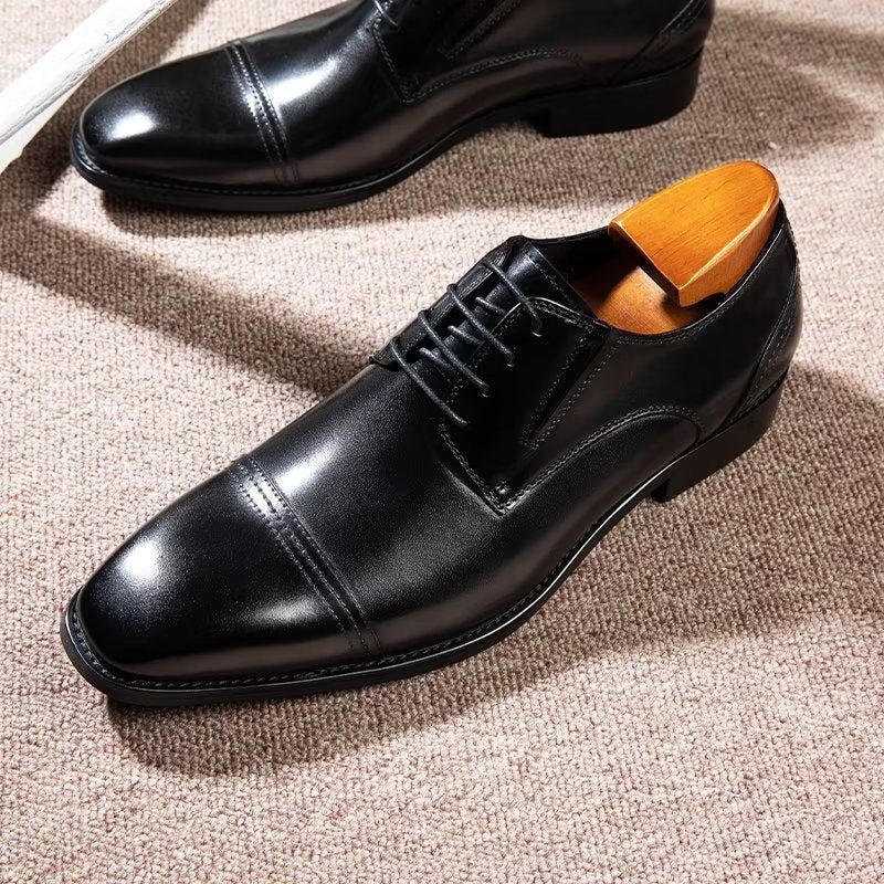 Sapatos Formais Masculinos Com Padrão Requintado Derby - Preto