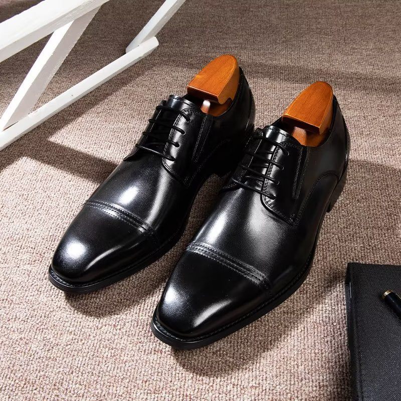 Sapatos Formais Masculinos Com Padrão Requintado Derby - Preto