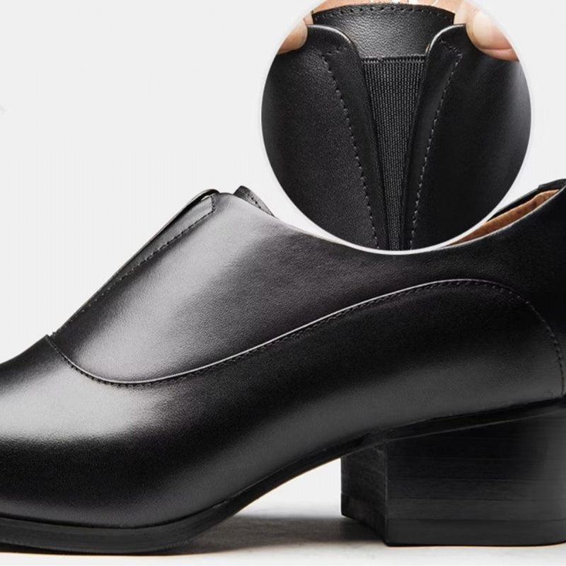 Sapatos Formais Masculinos Com Relevo Elegancelux Sociais Deslizantes - Preto