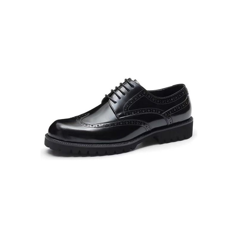 Sapatos Formais Masculinos Com Relevo Elegante Brogue - Preto