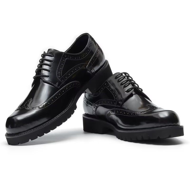 Sapatos Formais Masculinos Com Relevo Elegante Brogue - Preto