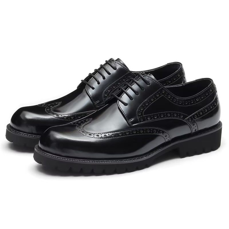 Sapatos Formais Masculinos Com Relevo Elegante Brogue - Preto