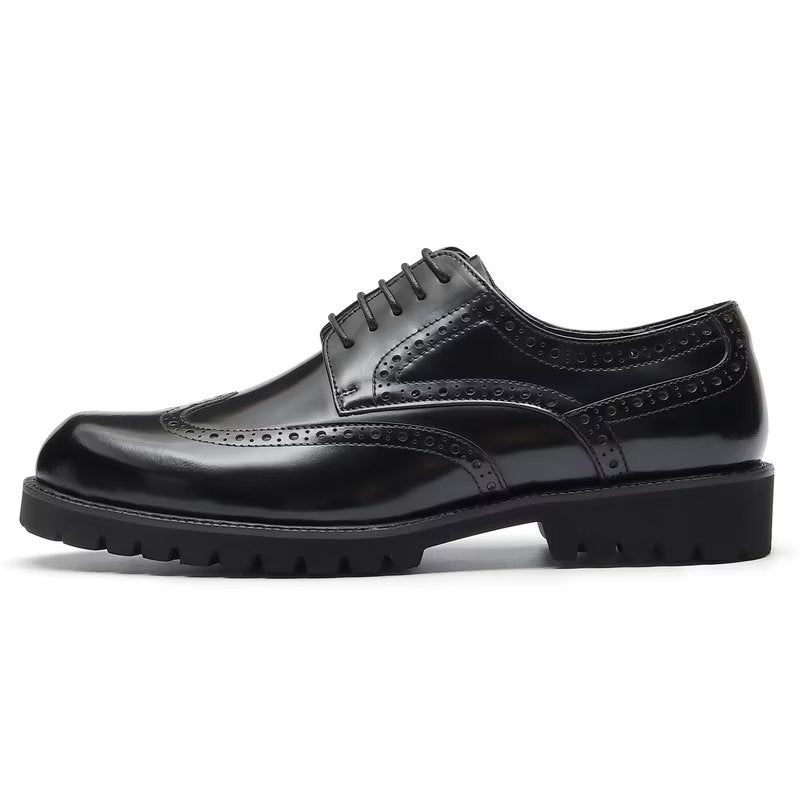 Sapatos Formais Masculinos Com Relevo Elegante Brogue - Preto